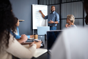 Everyone needs to know whats happening. Shot of a group of businesspeople in a meeting at work.