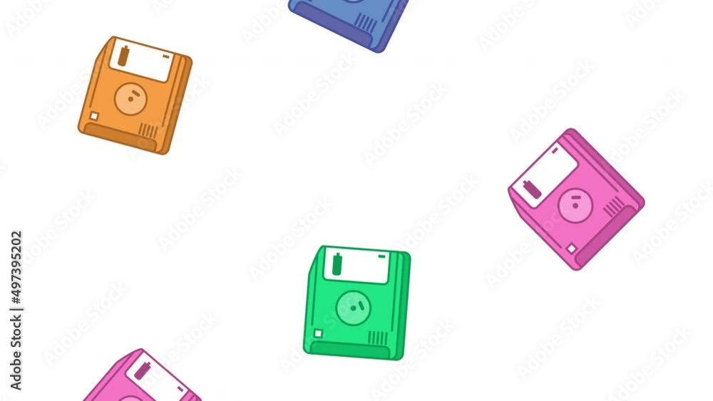 Poster floppy disks retro pattern animation