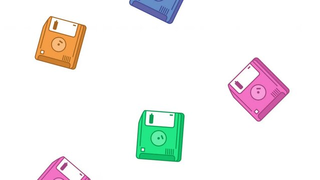 floppy disks retro pattern animation