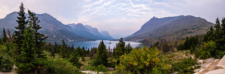 Whispy Clouds Hang Over Wild Goose Island Panorama
