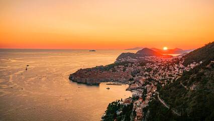 sunset and view on the croatian city dubrovnik