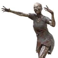 Fototapeta na wymiar Zombie girl isolated white background 3d illustration