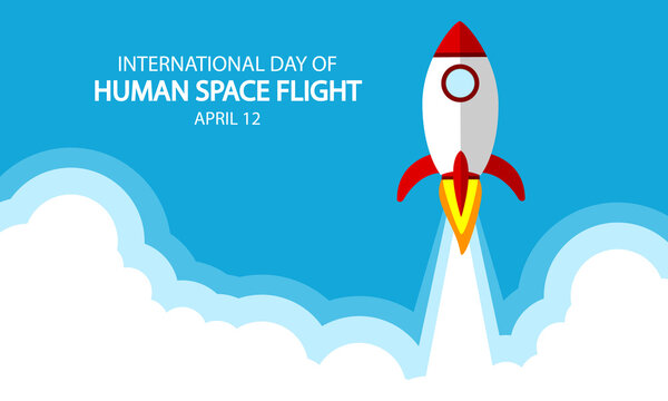 International day of space human flight rocket, vector art illustration.