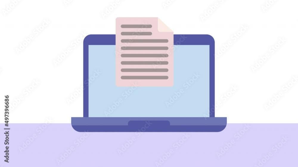 Poster laptop with document device animation