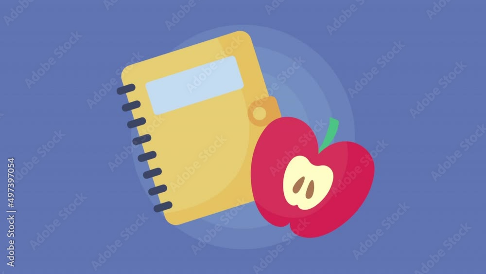 Poster notebook with apple fruit animation