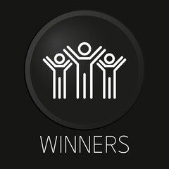 Winners minimal vector line icon on 3D button isolated on black background. Premium Vector.