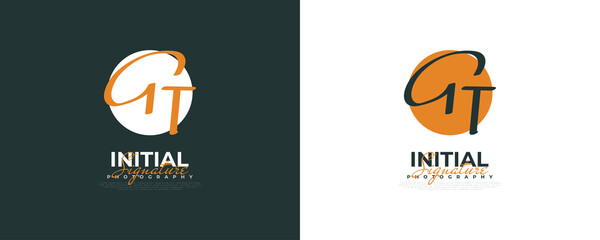 Initial G and T Logo Design in Elegant and Minimalist Handwriting Style. GT Signature Logo or Symbol for Wedding, Fashion, Jewelry, Boutique, and Business Identity
