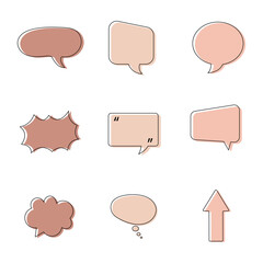 modern set of speech bubble frames for comic text isolated white background. Empty outline bubble for speech text. Dialog empty cloud, cartoon box.