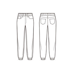 Women's Relaxed Jogger fashion vector sketch, Apparel template / Illustrator CC