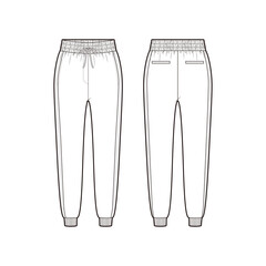 Women's Track-Pants fashion vector sketch, Apparel template / Illustrator CC