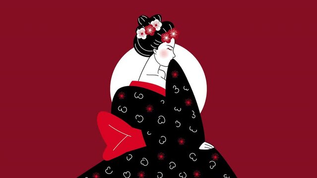 beautiful geisha japanese animation