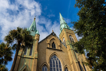 Wesley Monemental United Methodist Church  in The Downtown Historic District, Savannah, Georgia, USA