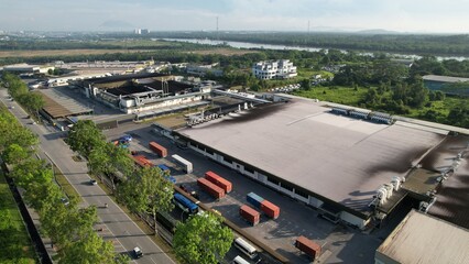 Kuching, Sarawak Malaysia - April 7th 2022: The Samajaya Light Industrial Zone where all the major electronics, solar and semiconductor plants are located