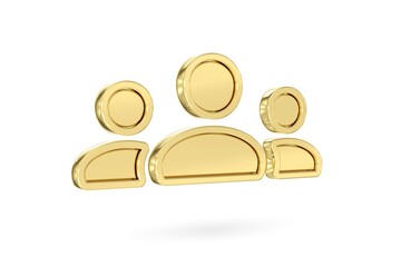 Gold partnership icon isolated on white background. Social network button. 3D rendering - obrazy, fototapety, plakaty