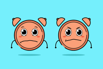 Weird cute and kawaii alarm clock cartoon face expressions collection