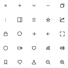 Set of user interface icon in outline line suitable for app or web icon