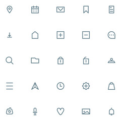 Set of user interface icon in outline line suitable for app or web icon