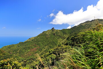 Fototapeta na wymiar Mountain view of Jinguashi and Jiufen area a popular tourist destination in Taipei Taiwan