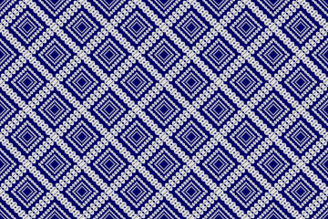 Seamless geometric ethnic fabric pattern, square composite pattern, fabric pattern design, carpet, wallpaper, curtain, cushion, clothing, wrap, batik, blue background