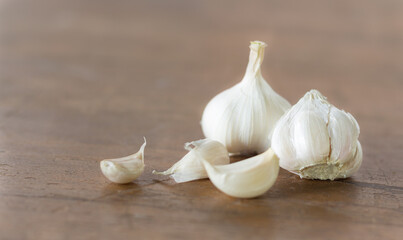 garlic on a wooden table