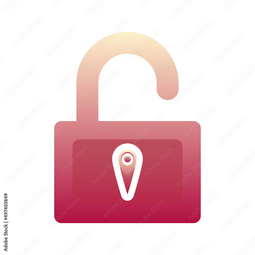 Poster padlock location logo element design template icon