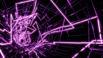 Obraz premium グリッド ワイヤーフレーム VJ トンネル 紫 [別Verあり]