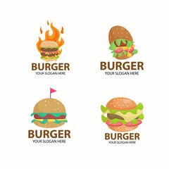 Burger logo set with cartoon style