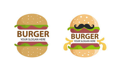 Burger logo set with cartoon style
