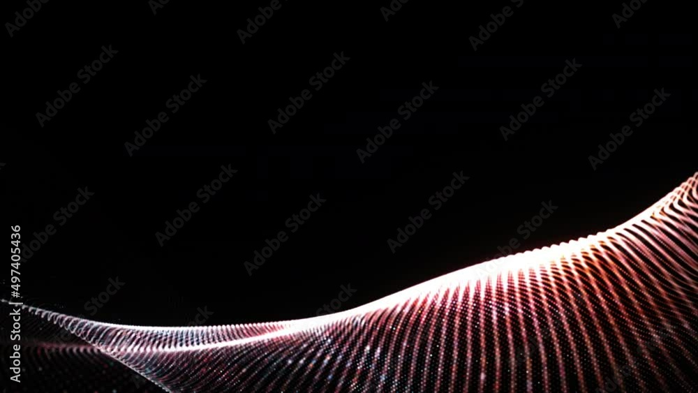 Poster abstract 3d rendering technology gold orange dots digital wave background concept. 4k seamless loop 
