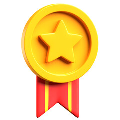 gold star medal 3d render illustration