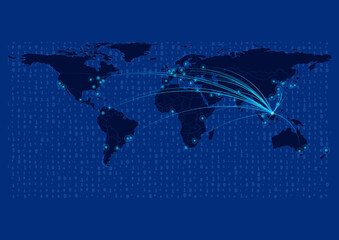 Brunei map for technology or innovation or export concepts.  Connections of the country to major cities around the world. File is suitable for digital editing and prints of all sizes.