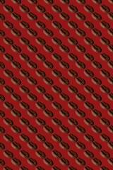 coffee bean pattern on dark red background 