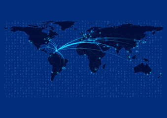 Dominica map for technology or innovation or export concepts.  Connections of the country to major cities around the world. File is suitable for digital editing and prints of all sizes.