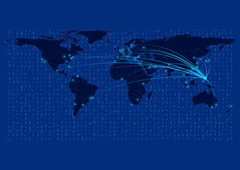 Palau map for technology or innovation or export concepts.  Connections of the country to major cities around the world. File is suitable for digital editing and prints of all sizes.