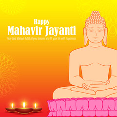 Obraz na płótnie Canvas Vector illustration of Mahavir Jayanti concept banner, the birth of Mahavir. Religious festival in Jainism.