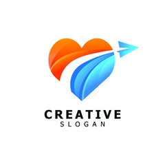 Travel Love Modern Colorful Logo Design