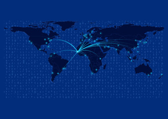 Senegal map for technology or innovation or export concepts.  Connections of the country to major cities around the world. File is suitable for digital editing and prints of all sizes.