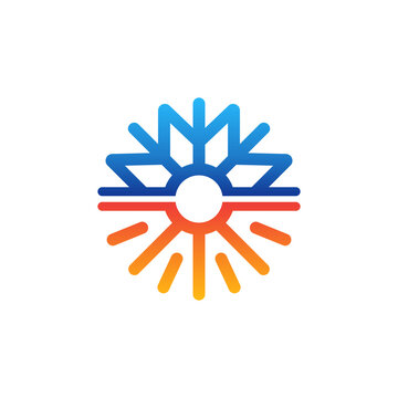 Hvac logo template with sun and snowflake concept