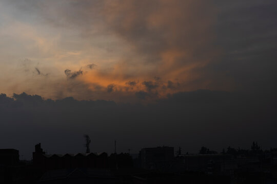 Beautiful colorful orange sunset in Bogot&aacute; Colombia