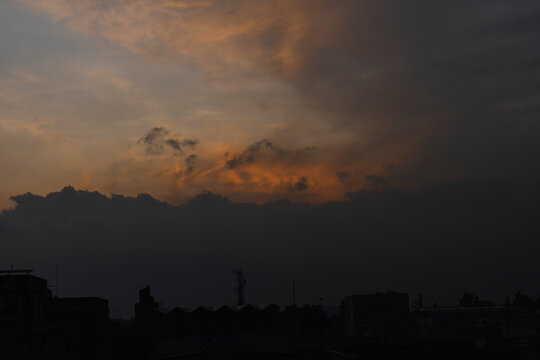 Beautiful colorful orange sunset in Bogot&aacute; Colombia