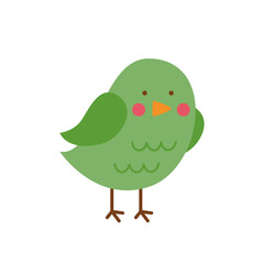 Vector illustration of cute bird isolated on white background.