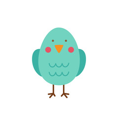 Vector illustration of cute bird isolated on white background.
