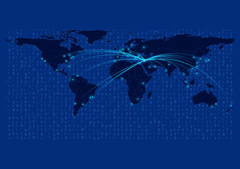 Syria map for technology or innovation or export concepts.  Connections of the country to major cities around the world. File is suitable for digital editing and prints of all sizes.