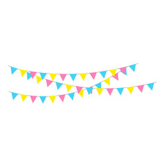 Obraz premium Happy birthday party, birthday party, colorful party flags, flat vector illustration and icons