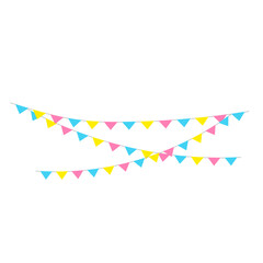 Fototapeta na wymiar Happy birthday party, birthday party, colorful party flags, flat vector illustration and icons
