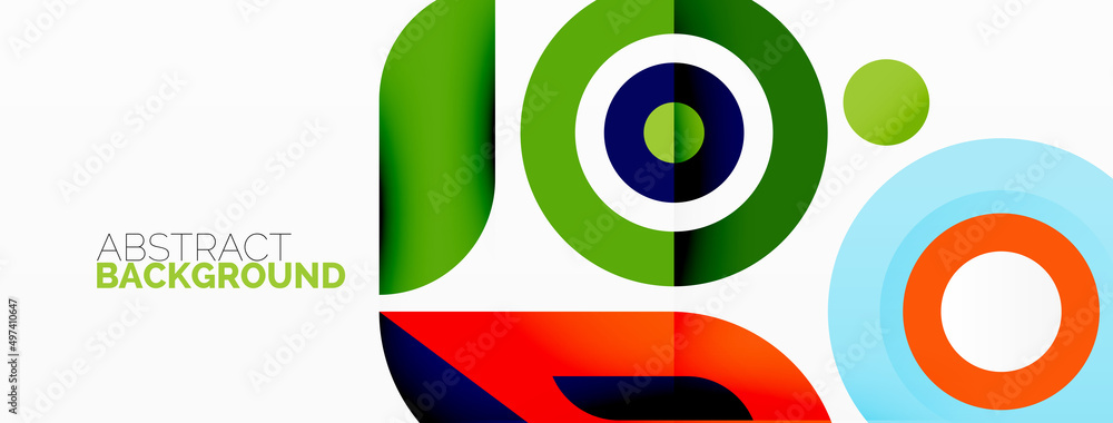 Poster abstract round shapes background. minimalist decoration. geometric background with circles and rings