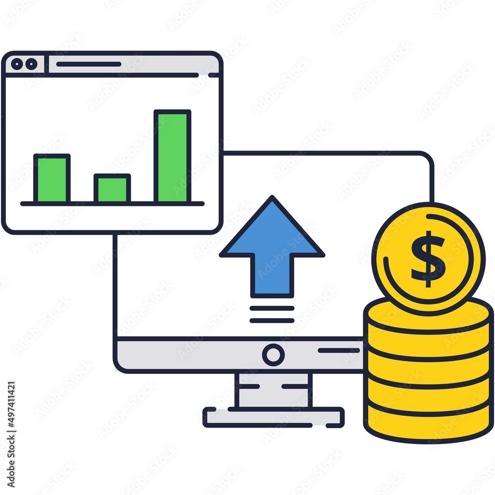 Poster statistic in chart and graph vector flat icon