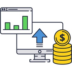 Statistic in chart and graph vector flat icon