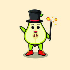 A gorgeous smart cute cartoon magician pear fruit style design 