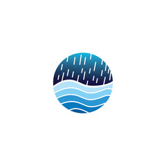 nature logo circle illustration rain sea color design vector element